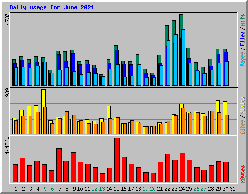 Daily usage for June 2021