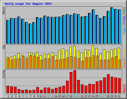 Daily usage for August 2023